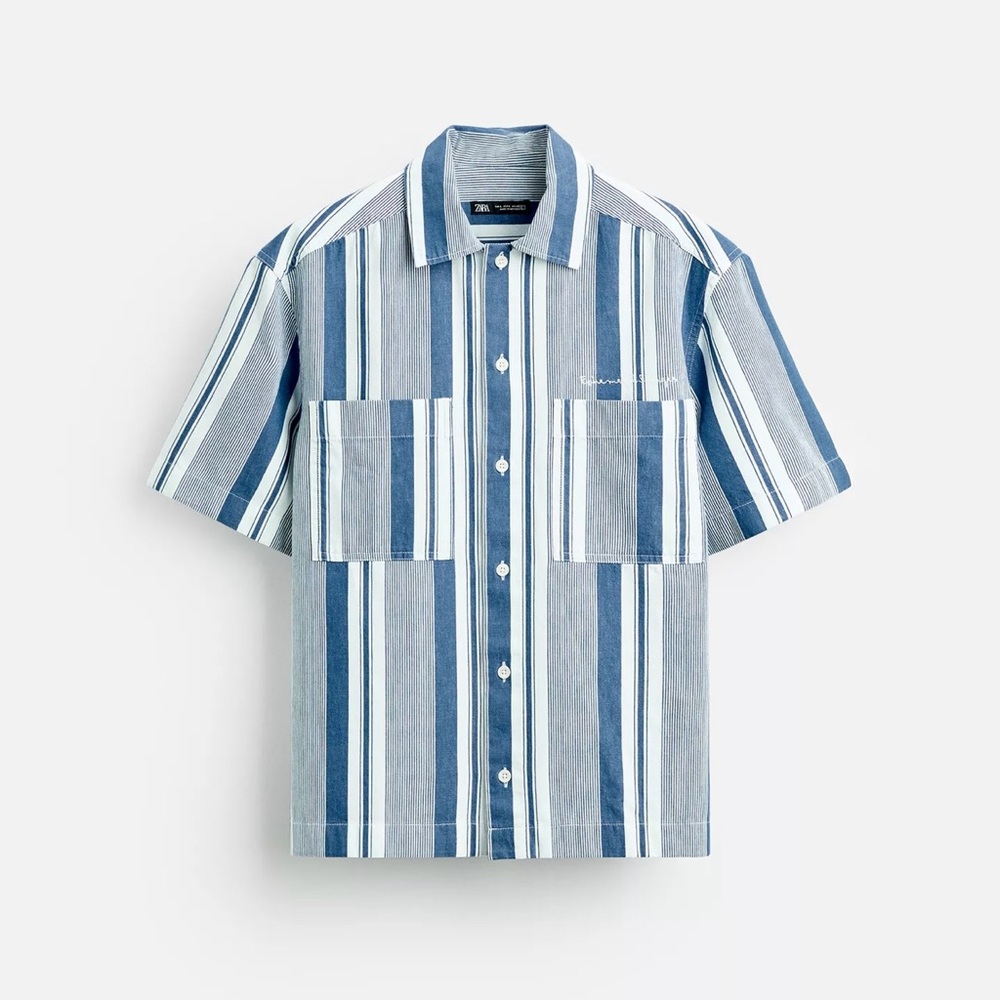 Zara Blue Striped Men's Shirt